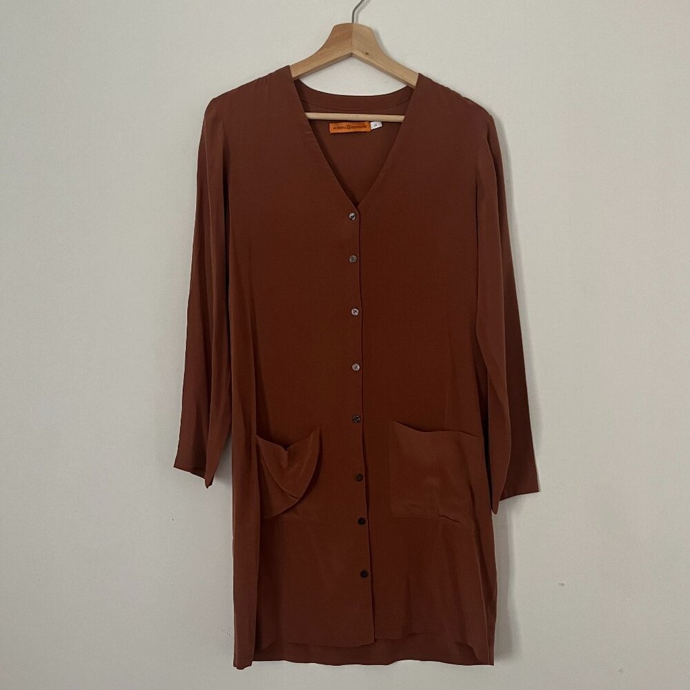 Roberta Freymann Silk Terra Cotta Shirt Dress